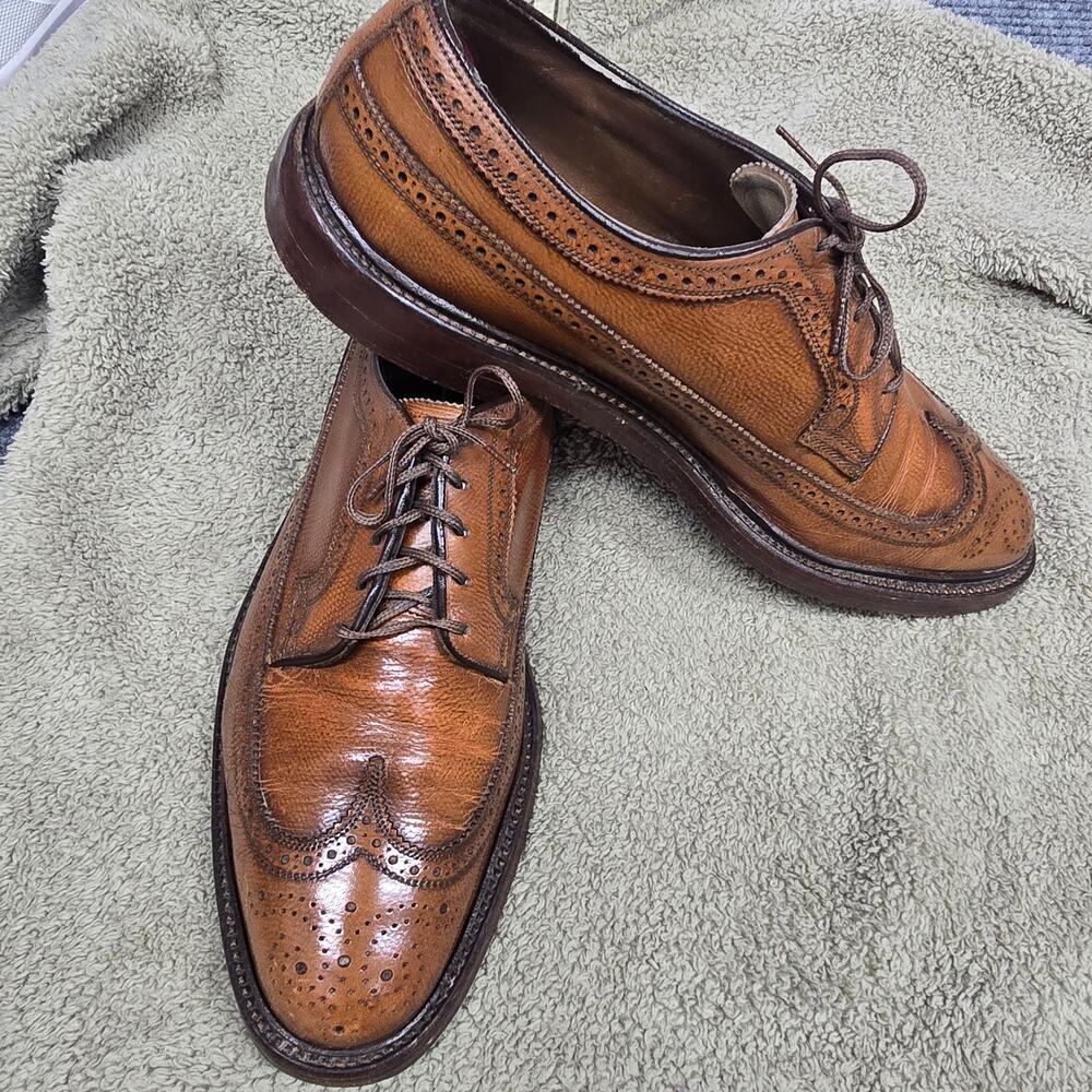 Vintage Florsheim Imperial 93602 Longwing Brogue Shoes Mens 10 D Brown USA